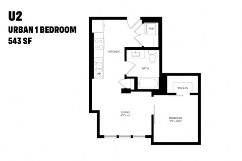 Urban One Bedroom U2 543 SF - The Ballard Independent